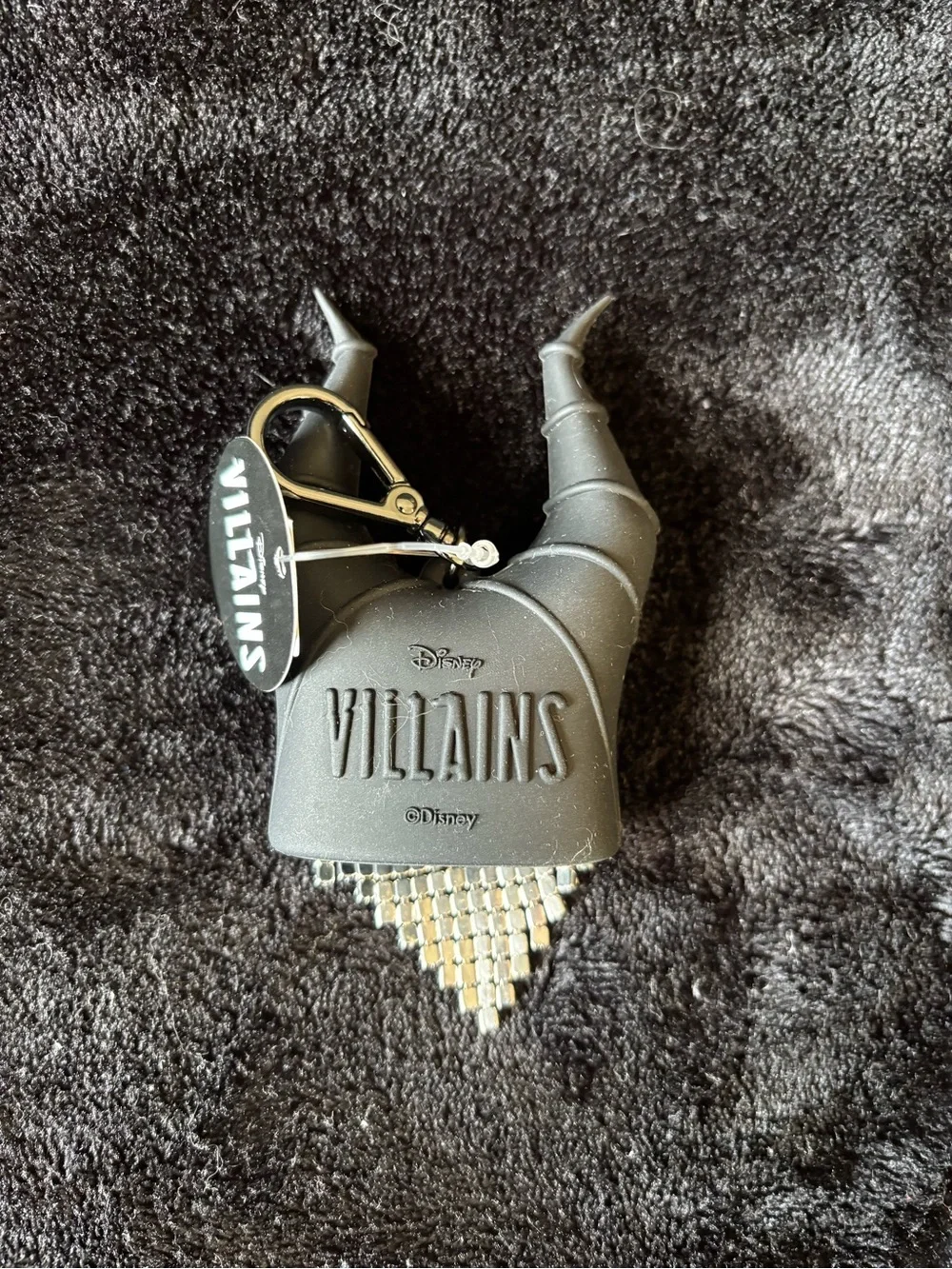 Bath & Body Works Black Horned Heart Keychain with Green Crystal Mesh
